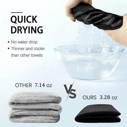 4 Packs Cooling Towel, 40" x 12" Microfiber Cooling Towels for Neck and Face, Soft Breathable Gym Towel for Working Out with Waterproof Bag & Carabiner, Sweat Towels for Running, Yoga, Travel, Climb