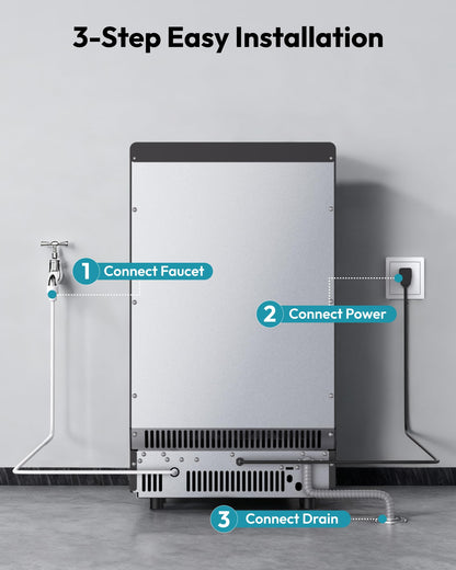 EUHOMY Commercial Ice Maker Machine, 100lbs/24H Stainless Steel Under Counter ice Machine with 33lbs Ice Storage Capacity, Freestanding Ice Maker.