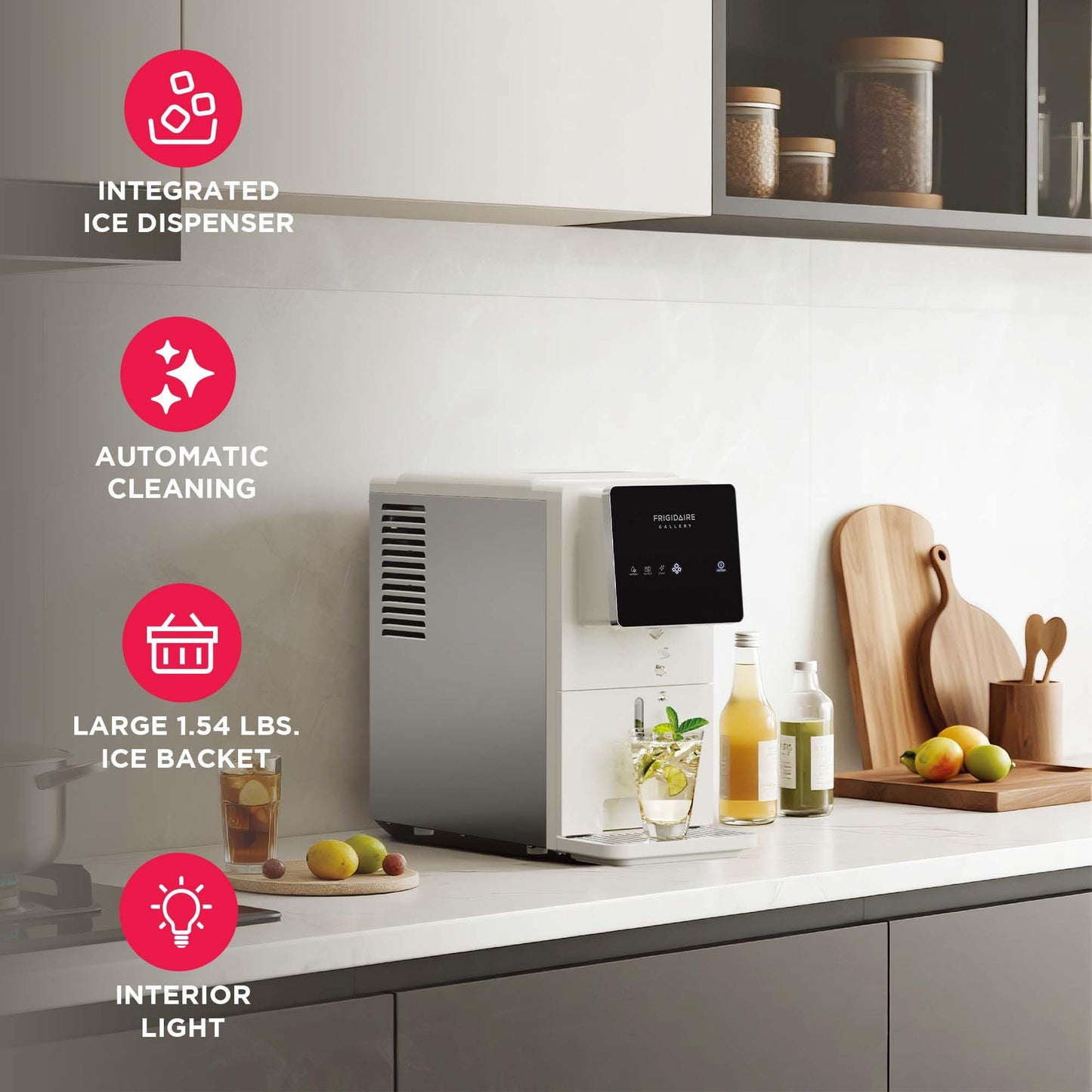 FRIGIDAIRE Touchscreen Nugget Ice Maker, Countertop Ice Machine, Sonic Ice Maker with 33 lbs. Capacity, Slate