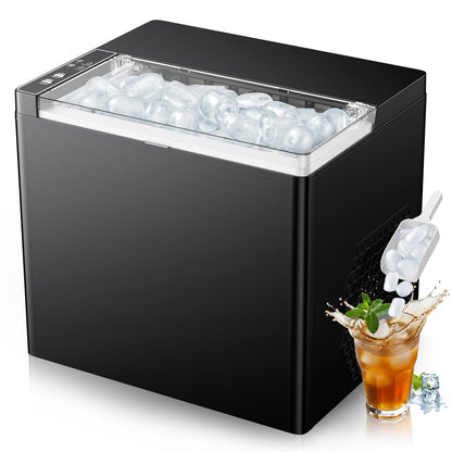 Countertop Ice Makers Machine, Portable Ice Machine Producing 9 Ice Cubes Within 6 Mins, Bullet Ice Available in Two Sizes(S/L), Compact Mini Ice Maker Appliance for Home Kitchen Camping (Soot)