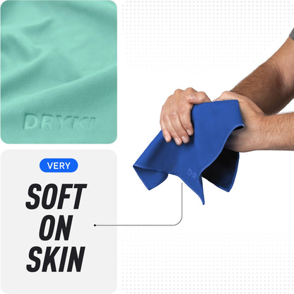 DRYKI Sweat Absorbing Handkerchiefs - The Original Pocket-Sized Sweat Towels - Quick-Dry Microfiber Sweat Rags for Face, Hands, & Body - Men & Women - Gym, Sports, and Work (Black: 5 Pack)