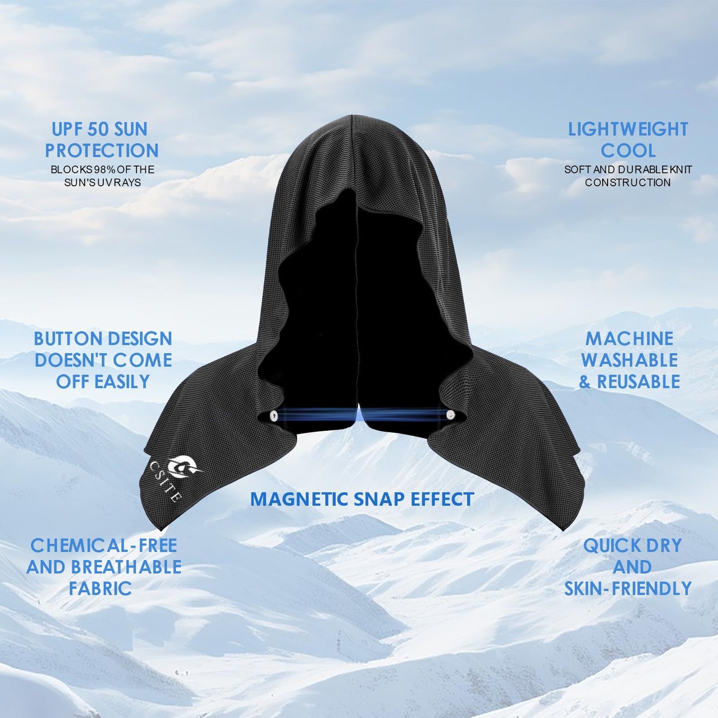 CSITE 3 Pack Cooling Hoodie Towels for Neck and Face, UPF 50 Sun Protection & Instant Cooling, Ice Towels for Hot Weather, Soft Breathable Towel for Sport, Work Out, Gym, Camping & More Activities