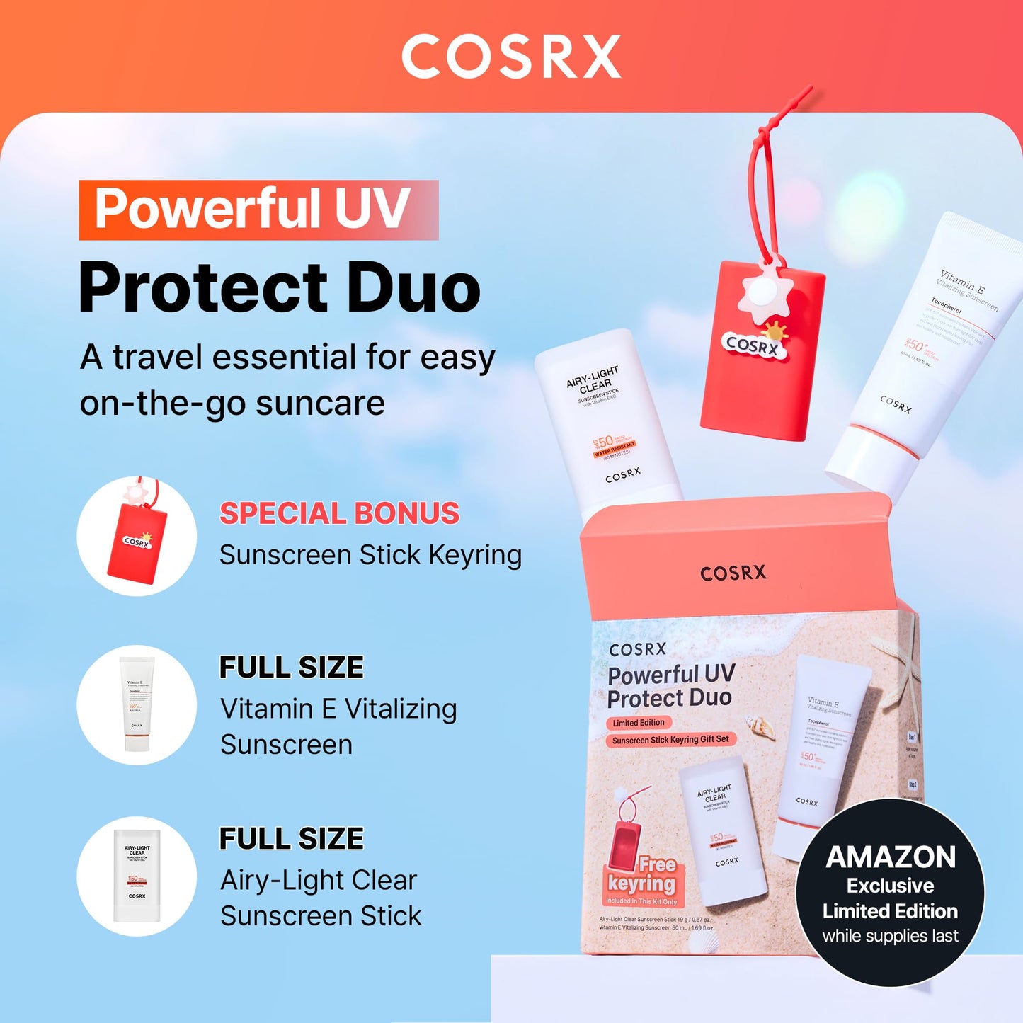 COSRX Vitamin E Sunscreen for Oily Skin SPF 50, Natural Glow Face Sunscreen, Lightweight, Non-Sticky, No White Cast, Hydrating, Beach Essentials, Summer Travel Essentials, Korean Skincare,1.69 fl oz
