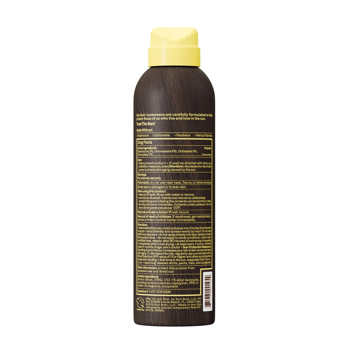 Sun Bum Original SPF 50 Sunscreen Body Spray - Broad Spectrum Moisturizing Sunscreen with Vitamin E - Hawaii 104 Act Compliant (Made without Octinoxate & Oxybenzone) - 6 oz