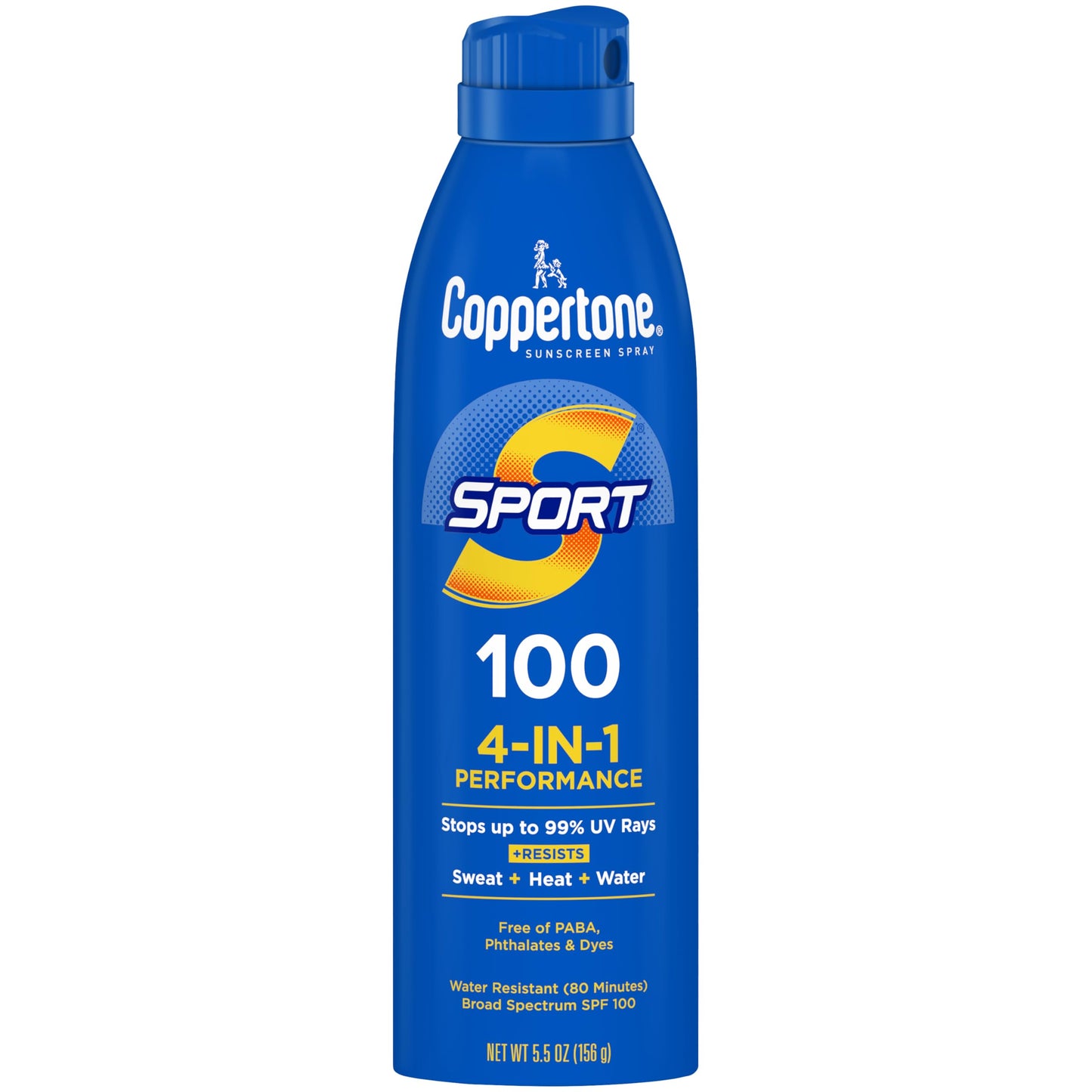 Coppertone Sport Sunscreen Spray SPF 50, Sweat, Heat and Water Resistant Sunblock, Lightweight, Oxybenzone Free, Spray Sunscreen Bulk Pack, 5.5 Oz Bottle, Pack of 3