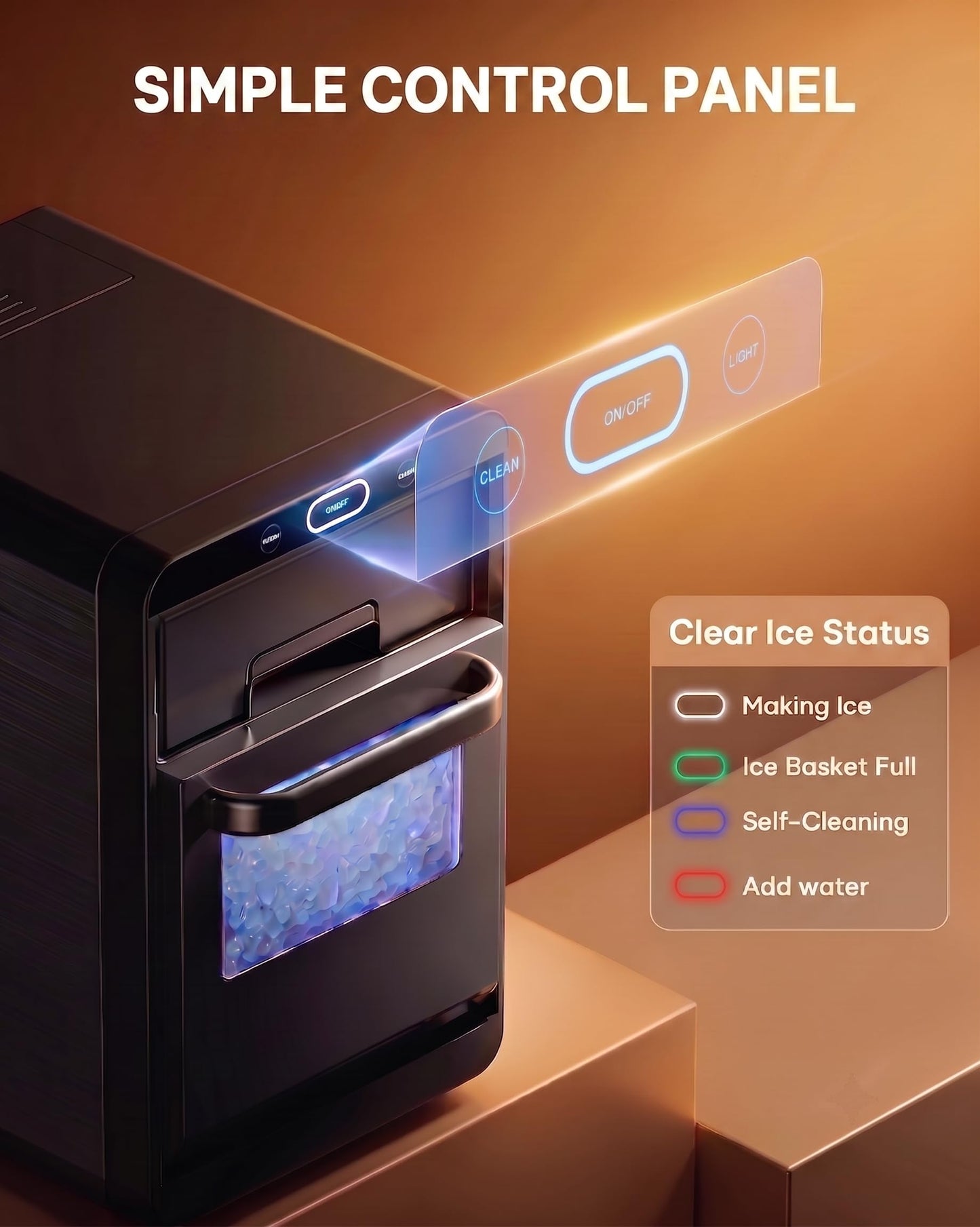 Silonn Ice Maker Countertop, Portable Ice Machine with Carry Handle, Self-Cleaning Ice Makers with Basket and Scoop, 9 Cubes in 6 Mins, 26 lbs per Day, Ideal for Home, Kitchen, Camping, RV