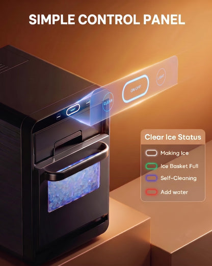 Silonn Ice Maker Countertop, Portable Ice Machine with Carry Handle, Self-Cleaning Ice Makers with Basket and Scoop, 9 Cubes in 6 Mins, 26 lbs per Day, Ideal for Home, Kitchen, Camping, RV