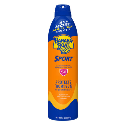 Banana Boat Sport Ultra SPF 50 Sunscreen Spray | Banana Boat Sunscreen Spray SPF 50, Water Resistant, Oxybenzone Free, Sunblock, 6oz each Twin Pack