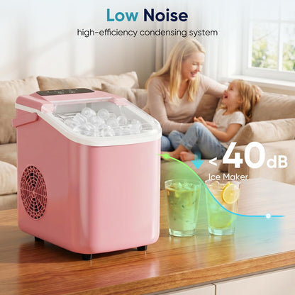 DUMOS Ice Maker Countertop, Ice Machine with Portable Handle, Basket and Scoop, 26lbs Daily, 9 Bullet Cubes in 6-8 Mins, Auto-Cleaning for Home, Kitchen, Office, Outdoors, RV Camping