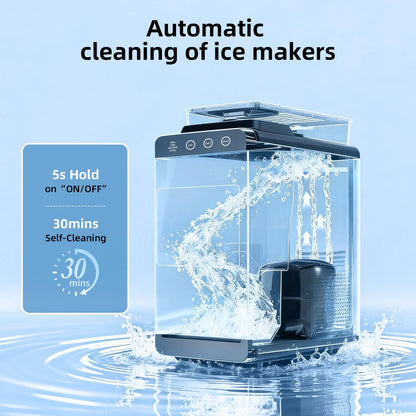 Antarctic Star Ice Maker, Portable Ice Machine with Self-Cleaning Function, 8 Cubes in 6 Mins Fast Countertop Ice Making, Compact Ice Cube Maker for Home, Kitchen, RV, Travel, Stainless Steel