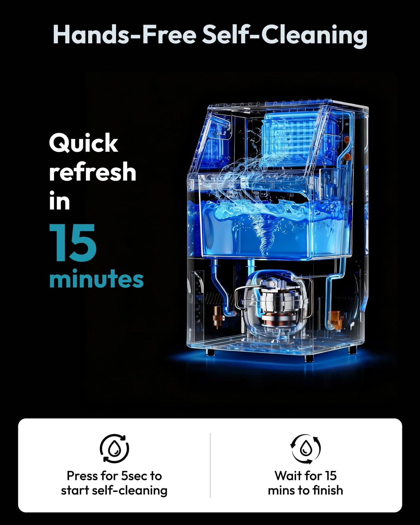 EUHOMY Commercial Ice Maker Machine, 100lbs/24H Stainless Steel Under Counter ice Machine with 33lbs Ice Storage Capacity, Freestanding Ice Maker.