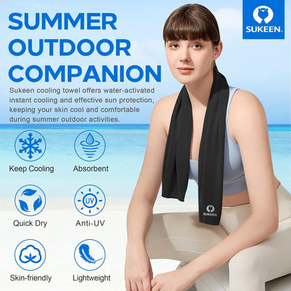 Sukeen 8 Pack Cooling Towels (40"x12"), Cooling Towels for Neck and Face, Microfiber Soft Breathable Chilly Ice Towel, Sweat Towel for Gym, Yoga, Sports, Golf, Camping, Running, Fitness, Workout