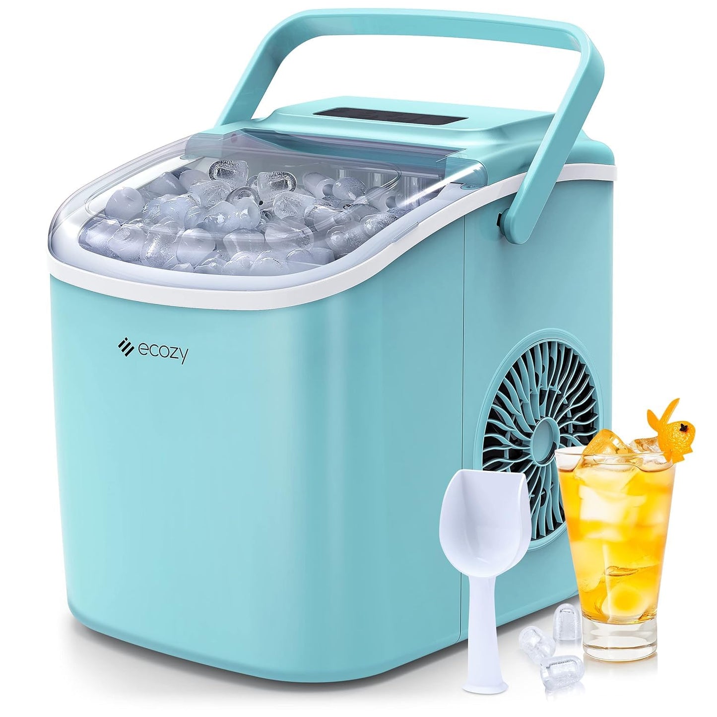 ecozy Nugget Ice Makers Dispenser 40 lbs Per Day Pebble Sonic Ice Machine Countertop, Touch-Free Ice, Self-Cleaning, Mistalo Drop Slim for Home Kitchen Office