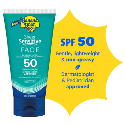Banana Boat Sheer Sensitive Body Sunscreen Lotion, SPF 50, 6oz