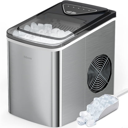 Nugget Ice Maker Countertop, Silonn Chewable Pellet Ice Machine with Self-Cleanin Function, 36lbs/24H Portable Ice Makers for Home Kitchen Officce, Black