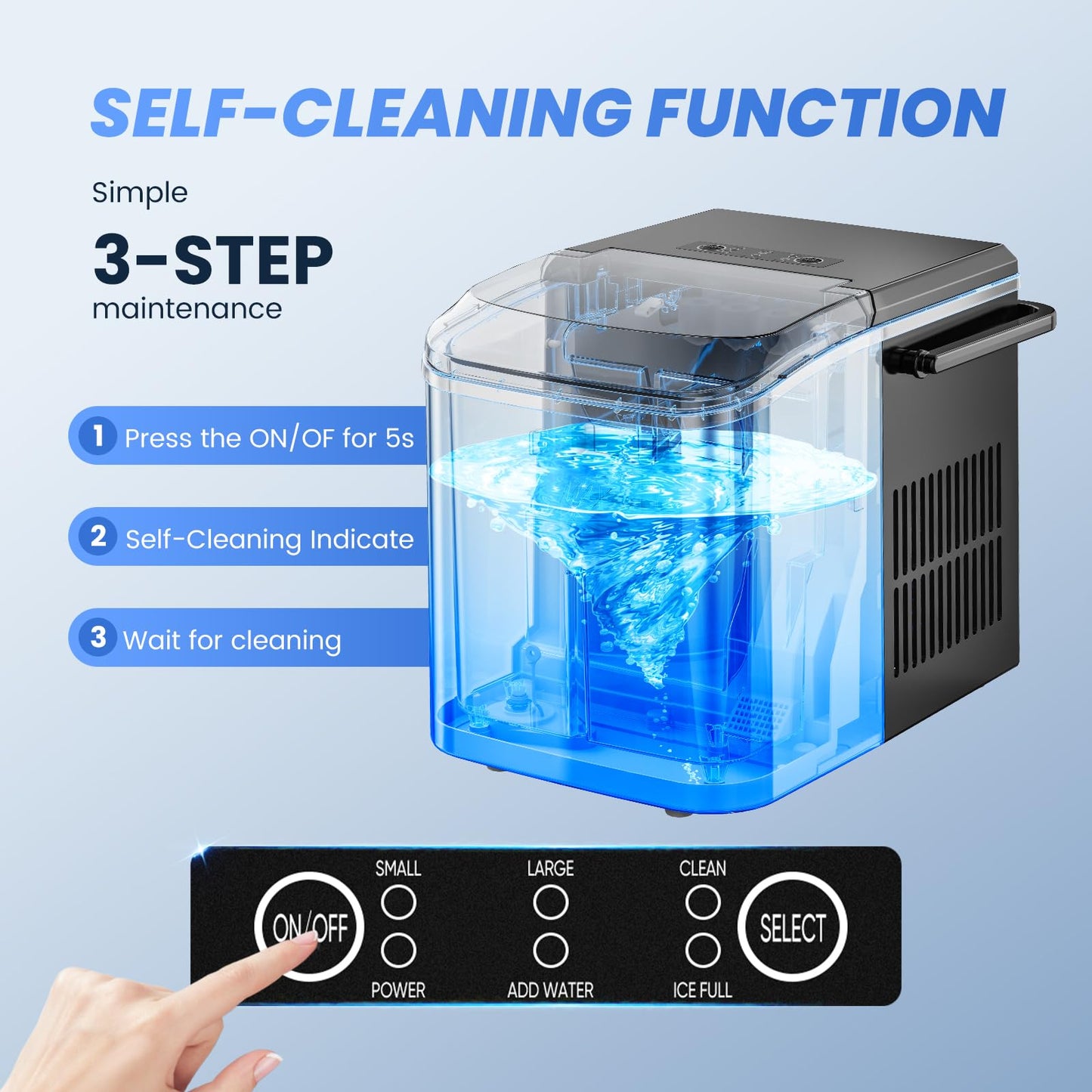NEWBULIG Ice Makers Countertop with Handle, Portable Ice Machine, 9 Bullet Ice Cubes in 6 Mins, 26lbs in 24Hrs, Auto-Cleaning, with Basket and Scoop, for Home, Kitchen, RV, Camping,Black