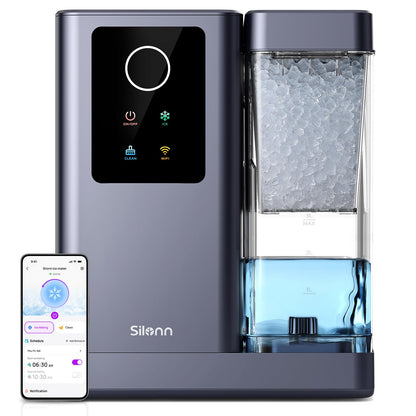 Silonn Ice Maker Countertop, Portable Ice Machine with Carry Handle, Self-Cleaning Ice Makers with Basket and Scoop, 9 Cubes in 6 Mins, 26 lbs per Day, Ideal for Home, Kitchen, Camping, RV
