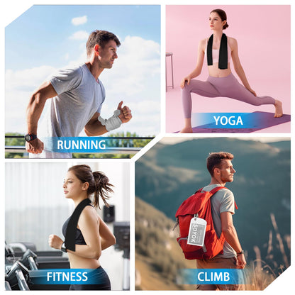 4 Packs Cooling Towel, 40" x 12" Microfiber Cooling Towels for Neck and Face, Soft Breathable Gym Towel for Working Out with Waterproof Bag & Carabiner, Sweat Towels for Running, Yoga, Travel, Climb