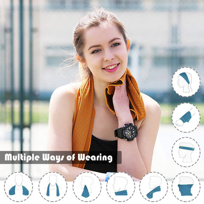 Pack of 20 Cooling Towel 40x12'' Ice Towel for Neck and Face Microfiber Chilly with Bag Breathable Yoga Gym Stay Cool Towels Sweat Rag for Workout Running Camping Pilates Beach, Dark Blue