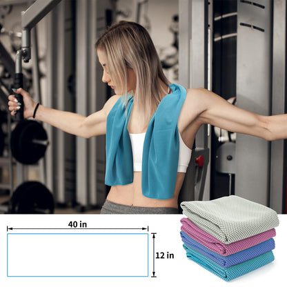 YESLIFE 4 Pack Cooling Towels (40"x12"), Gym Sweat Towels, Cooling Neck Wraps, Soft Breathable Microfiber Towels for Yoga, Running, Sport, Workout, Camping & More (Multicolor)