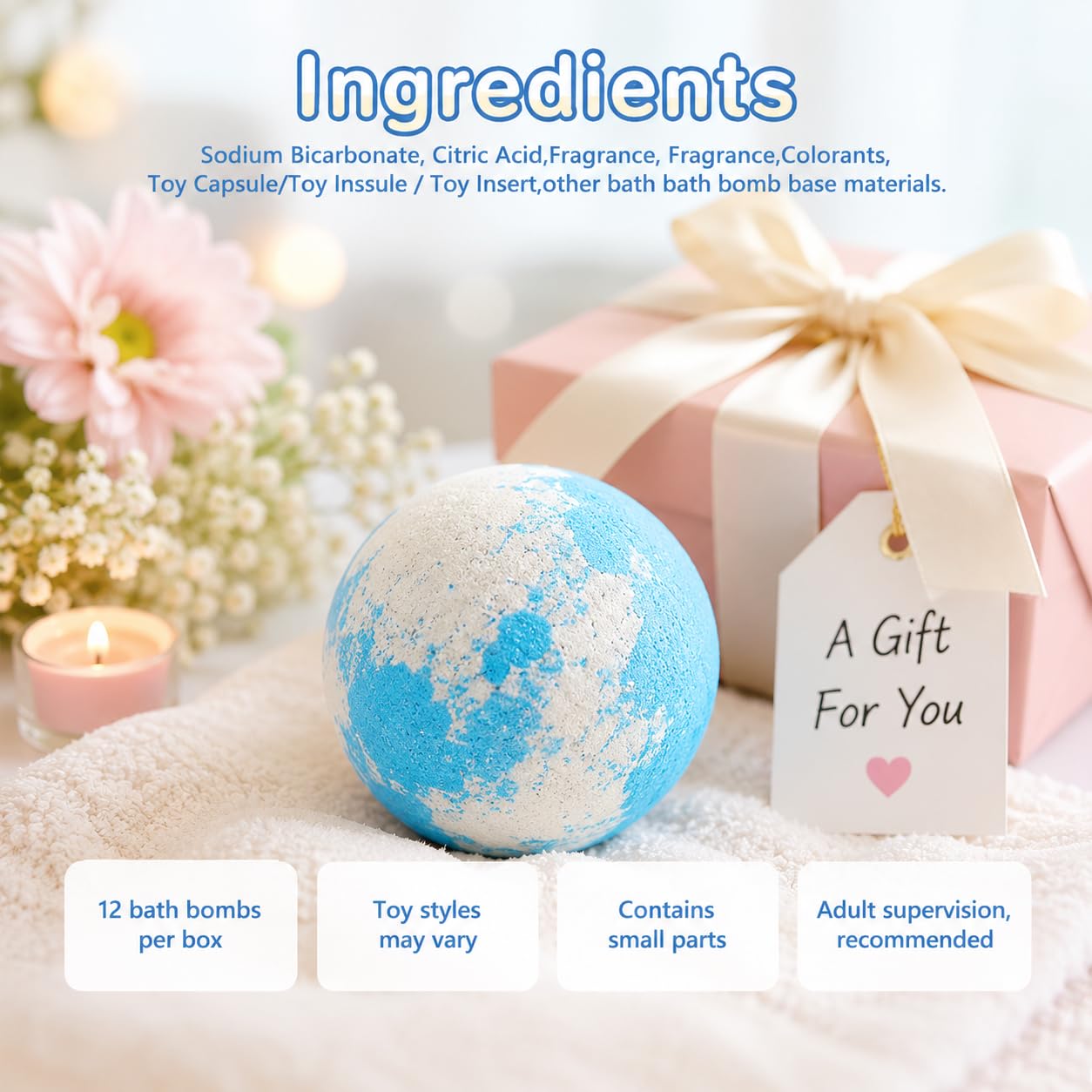Bath Bombs with Toys Inside, 12 Pack Kids Bath Bombs with Surprise Inside, Play Fizz Bubble Bath Ball, Natural Organic Non Toxic Bath Bomb Gift Set for Boys Girls Toddler (Sea Animal)