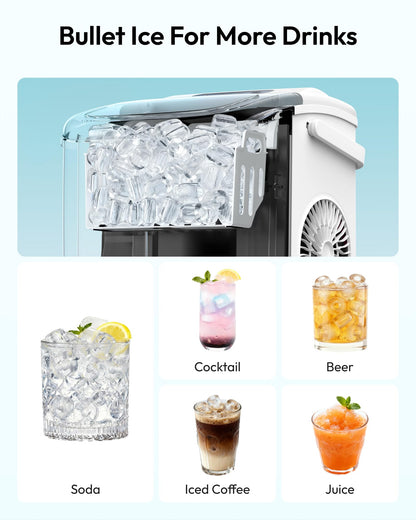 EUHOMY Countertop Ice Maker Machine with Handle, 26lbs Per Day, 9 Ice Cubes Ready in 6 Mins, Auto-Cleaning Portable Ice Maker with Basket and Scoop, for Home/Kitchen/Camping/RV (Purple)