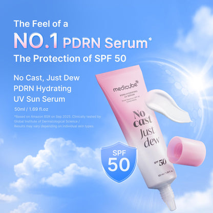 medicube Sunscreen No Cast Just Glow Collagen | SPF 50 Broad Spectrum Face Sunscreen | Lightweight, Non-Sticky, Hydrating Formula | Peptide, Cica for Soothing & Glow | Korean Skincare