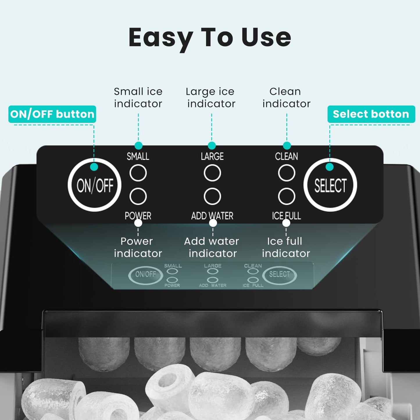 OLIXIS Countertop Ice Maker Machine with Handle, Auto-Cleaning Portable Ice Maker with Basket & Scoop, 26lbs in 24Hrs & 9 Cubes in 6 Mins, 2 Cube Sizes, for Home Party Camping RV, Black