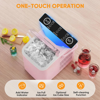 NEWBULIG Ice Makers Countertop with Handle, Portable Ice Machine, 9 Bullet Ice Cubes in 6 Mins, 26lbs in 24Hrs, Auto-Cleaning, with Basket and Scoop, for Home, Kitchen, RV, Camping,Black