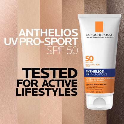 La Roche-Posay Anthelios UV Pro-Sport Sunscreen for Face & Body, Water & Sweat Resistant, Invisible Broad Spectrum Sunscreen, Lightweight & Breathable Skin Sun Protection