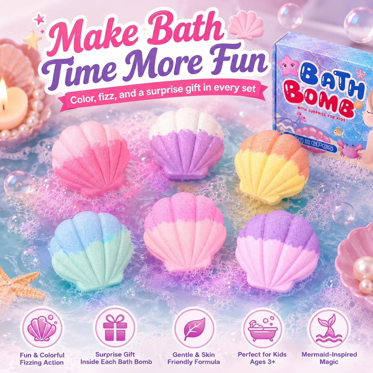 Bath Bombs with Toys Inside, 12 Pack Kids Bath Bombs with Surprise Inside, Play Fizz Bubble Bath Ball, Natural Organic Non Toxic Bath Bomb Gift Set for Boys Girls Toddler (Sea Animal)