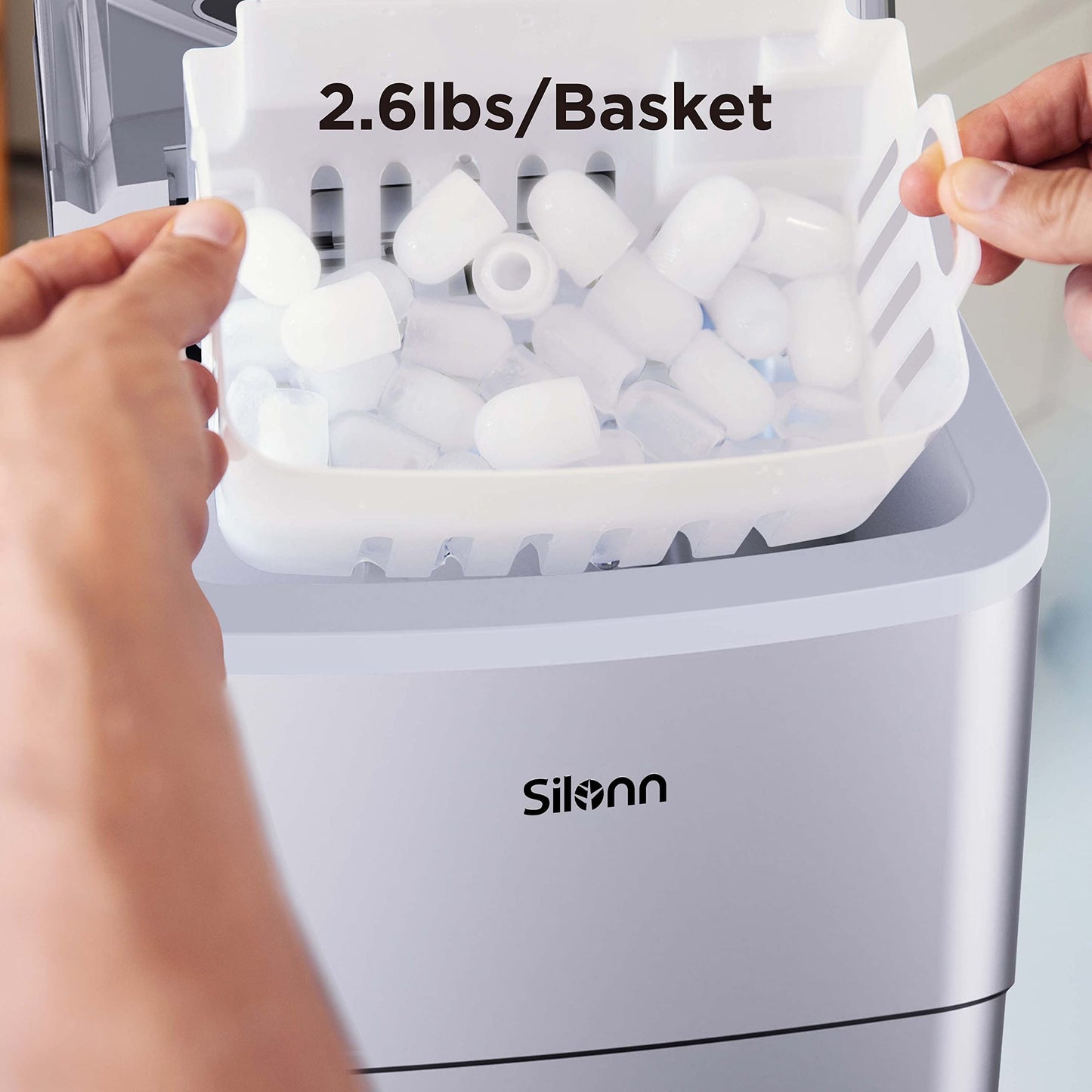 Nugget Ice Maker Countertop, Silonn Chewable Pellet Ice Machine with Self-Cleanin Function, 36lbs/24H Portable Ice Makers for Home Kitchen Officce, Black