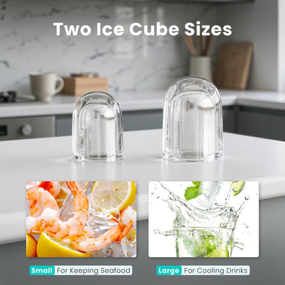 OLIXIS Countertop Ice Maker Machine with Handle, Auto-Cleaning Portable Ice Maker with Basket & Scoop, 26lbs in 24Hrs & 9 Cubes in 6 Mins, 2 Cube Sizes, for Home Party Camping RV, Black