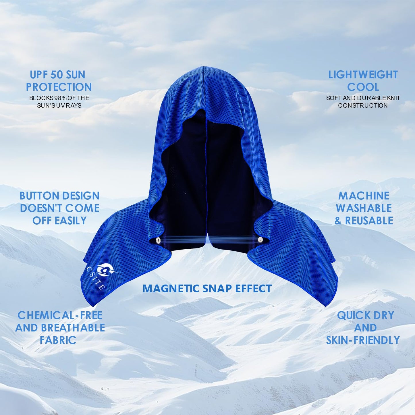 CSITE 3 Pack Cooling Hoodie Towels for Neck and Face, UPF 50 Sun Protection & Instant Cooling, Ice Towels for Hot Weather, Soft Breathable Towel for Sport, Work Out, Gym, Camping & More Activities