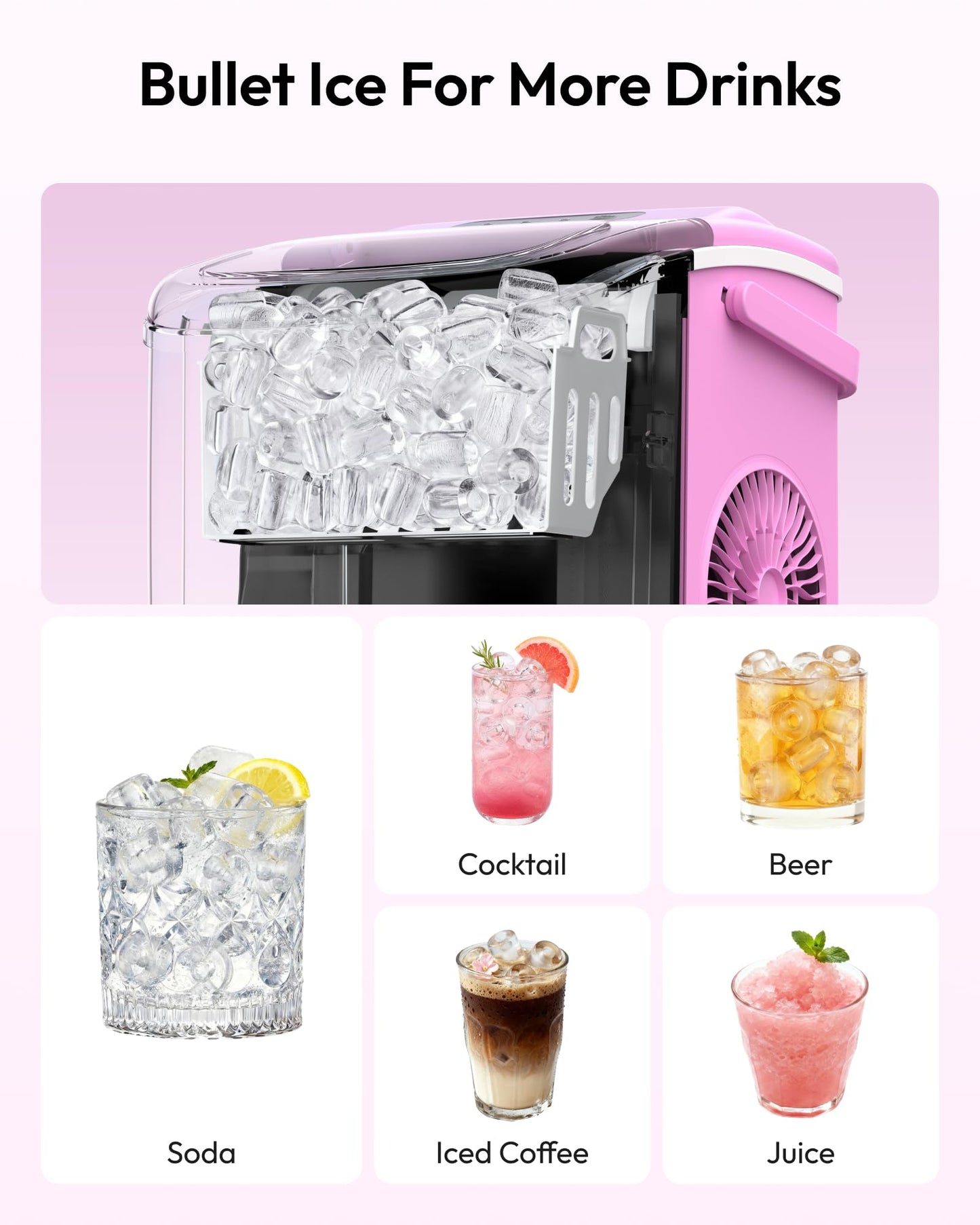 EUHOMY Countertop Ice Maker Machine with Handle, 26lbs Per Day, 9 Ice Cubes Ready in 6 Mins, Auto-Cleaning Portable Ice Maker with Basket and Scoop, for Home/Kitchen/Camping/RV (Purple)