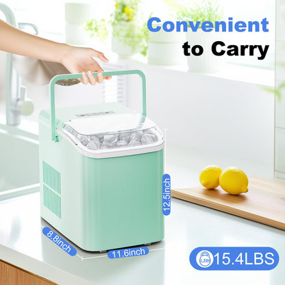 NEWBULIG Ice Makers Countertop with Handle, Portable Ice Machine, 9 Bullet Ice Cubes in 6 Mins, 26lbs in 24Hrs, Auto-Cleaning, with Basket and Scoop, for Home, Kitchen, RV, Camping,Black