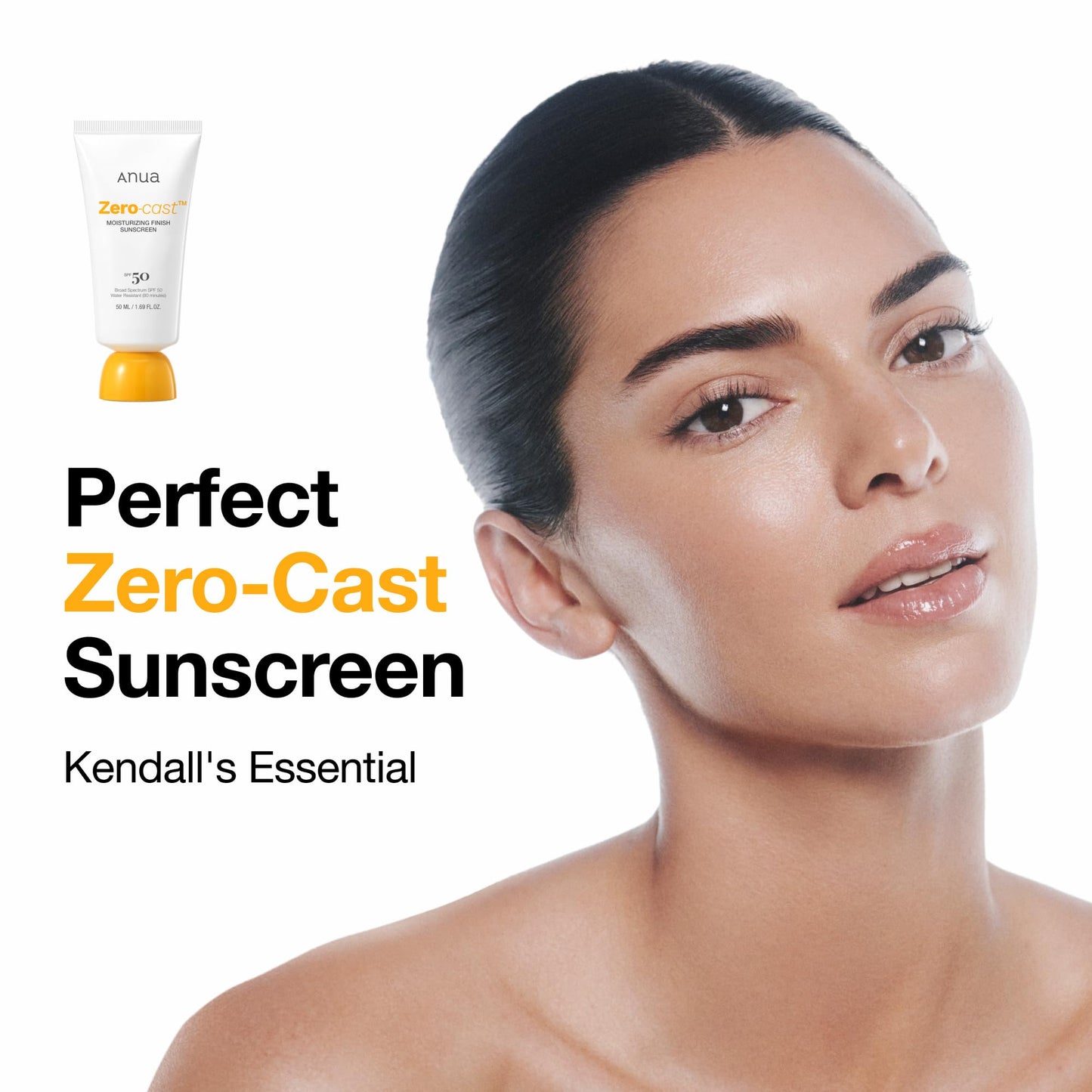 Anua, Zero-Cast Moisturizing Sunscreen SPF 50, Glow Natural Sunscreen for face, No White Cast, Hyaluronic Acid, Niacinamide, Oil-Free, Korean Skincare, 1.69 fl oz