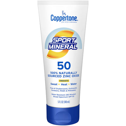 Coppertone SPORT Sunscreen Lotion Broad Spectrum SPF 50, Water Resistant 80 Minutes, UVA/UVB Protection, Moisturizing Formula with Vitamin E, 7 Fluid Ounce
