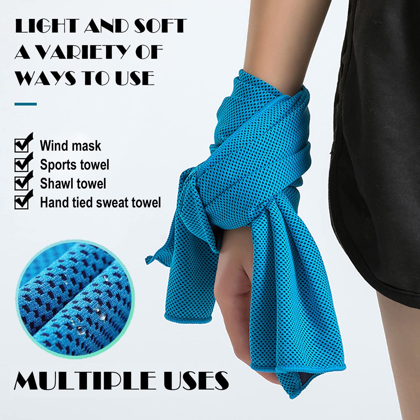 Pack of 20 Cooling Towel 40x12'' Ice Towel for Neck and Face Microfiber Chilly with Bag Breathable Yoga Gym Stay Cool Towels Sweat Rag for Workout Running Camping Pilates Beach, Dark Blue