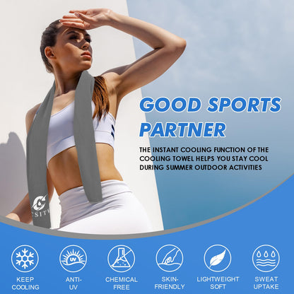 CSITE 4 Pack Cooling Towels (47"x12") for Neck and Face, Ice Towel for Hot Weather, Soft Breathable Chilly Gym Towels, Microfiber Towel for Work Out, Yoga, Running, Camping & More Activities
