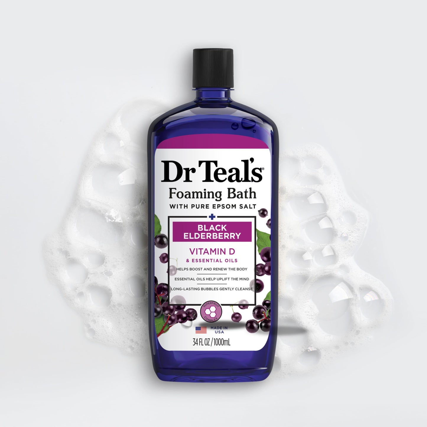 Dr Teal's Foaming Bath with Pure Epsom Salt, Soothe & Sleep with Lavender, 34 fl oz (Pack of 2)