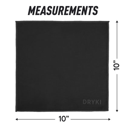 DRYKI Sweat Absorbing Handkerchiefs - The Original Pocket-Sized Sweat Towels - Quick-Dry Microfiber Sweat Rags for Face, Hands, & Body - Men & Women - Gym, Sports, and Work (Black: 5 Pack)