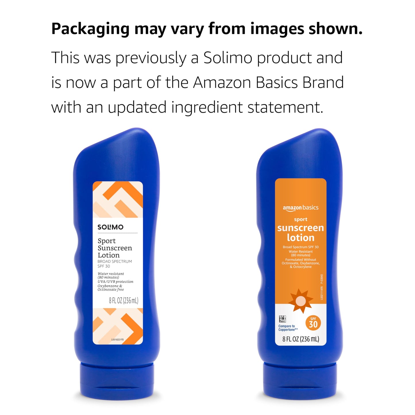 Amazon Basics Sport Sunscreen Lotion SPF 50, Water Resistant (80min), Formulated without Octinoxate & Oxybenzone, Broad Spectrum UVA/UVB Protection, 8 Fluid Ounce