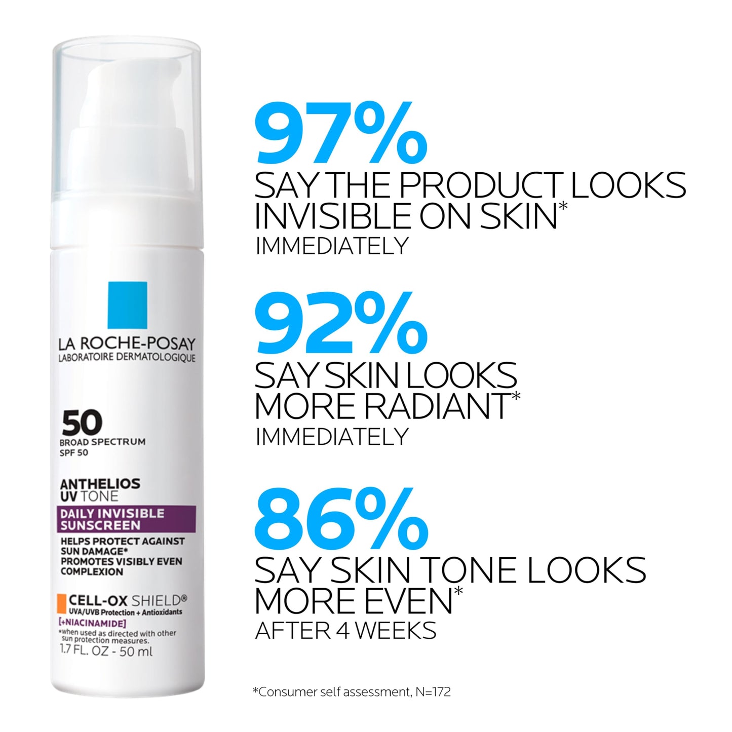 La Roche Posay Anthelios UV Sunscreen SPF 50, Daily Sunscreen for Face in 3 Formulas, UV Tone with Niacinamide, UV Hydra with Hyaluronic Acid, UV Clear with Azelaic Acid, Broad Spectrum Invisible SPF