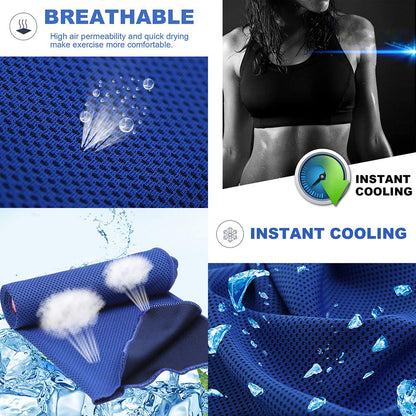 Pack of 20 Cooling Towel 40x12'' Ice Towel for Neck and Face Microfiber Chilly with Bag Breathable Yoga Gym Stay Cool Towels Sweat Rag for Workout Running Camping Pilates Beach, Dark Blue