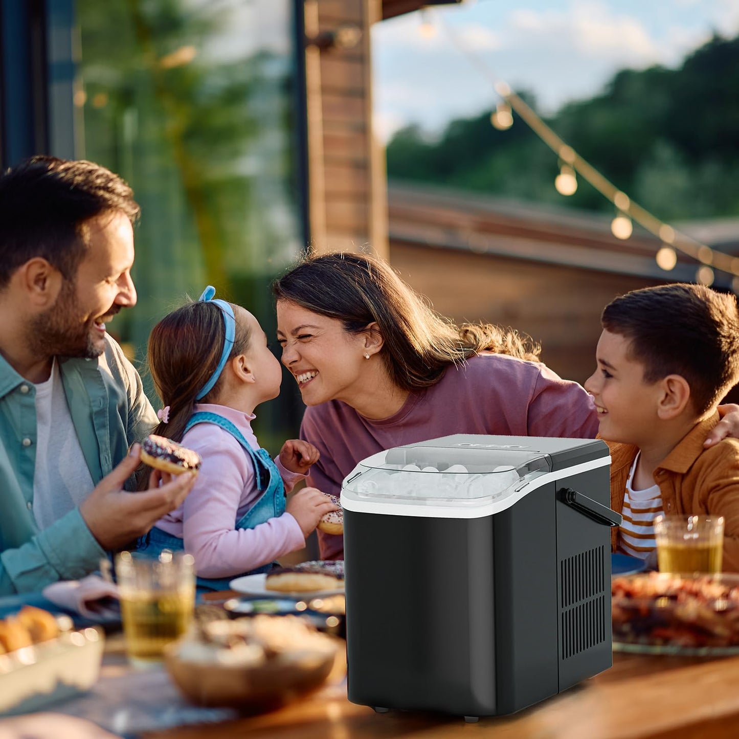 NEWBULIG Ice Makers Countertop with Handle, Portable Ice Machine, 9 Bullet Ice Cubes in 6 Mins, 26lbs in 24Hrs, Auto-Cleaning, with Basket and Scoop, for Home, Kitchen, RV, Camping,Black