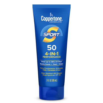 Coppertone SPORT Sunscreen Lotion Broad Spectrum SPF 50, Water Resistant 80 Minutes, UVA/UVB Protection, Moisturizing Formula with Vitamin E, 7 Fluid Ounce