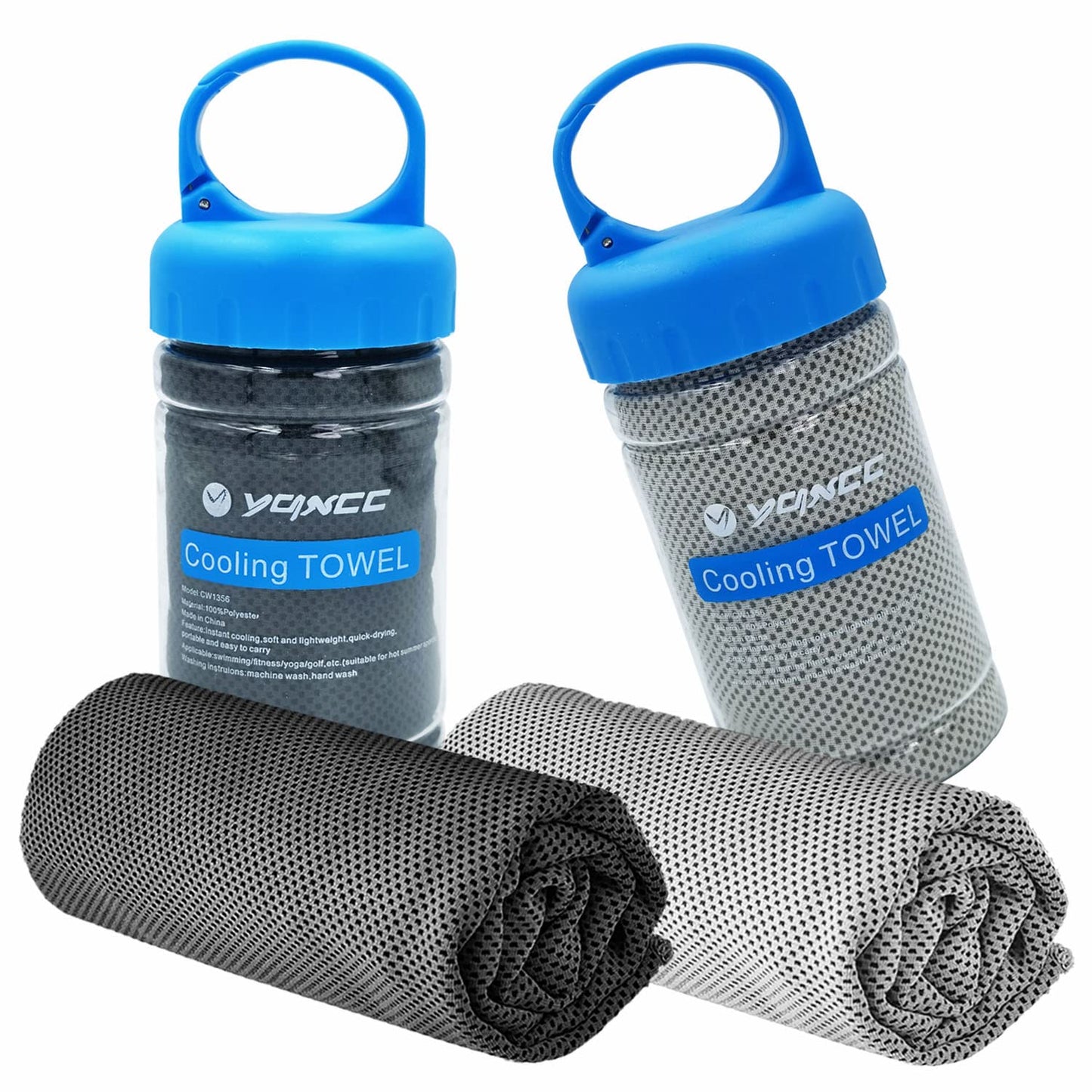 YQXCC 2 Pack Cooling Towels (47"x12"), Ice Cool Neck Towel, Soft Breathable Microfiber for Yoga, Golf, Gym, Running, Camping & Hot Weather
