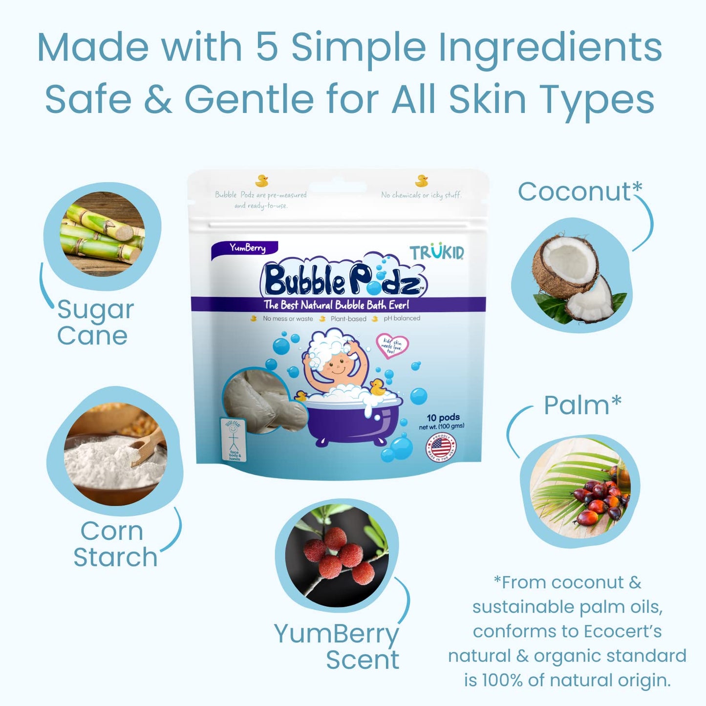 TruKid Bubble Podz Bubble Bath for Kids, Toddlers, & Babies, Tear Free Gentle & Refreshing Bath Bomb for Sensitive Skin with Natural Moisturizers, Non-Toxic, pH Balanced, Lavender Scent (24 Podz)