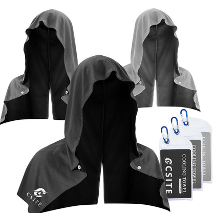 CSITE 3 Pack Cooling Hoodie Towels for Neck and Face, UPF 50 Sun Protection & Instant Cooling, Ice Towels for Hot Weather, Soft Breathable Towel for Sport, Work Out, Gym, Camping & More Activities